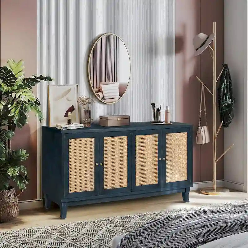 Rattan Door Sideboard Storage Cabinet for Living Room