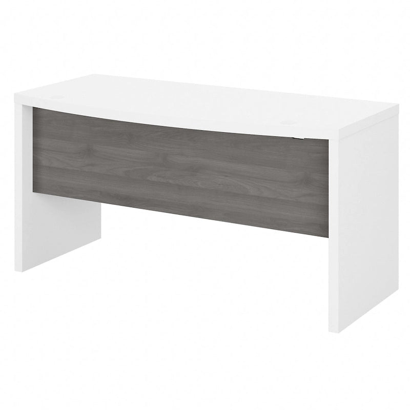 60-Inch Bow Front White Office Desk with Laminate Surface