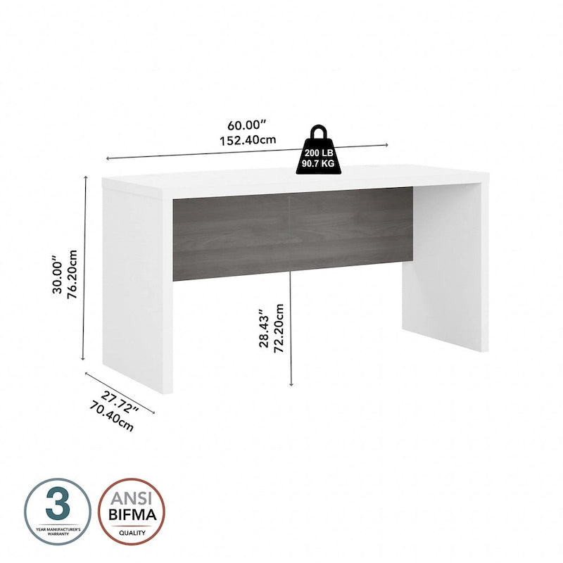 60-Inch Bow Front White Office Desk with Laminate Surface