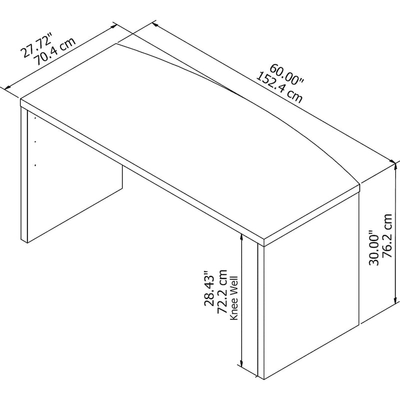 60-Inch Bow Front White Office Desk with Laminate Surface