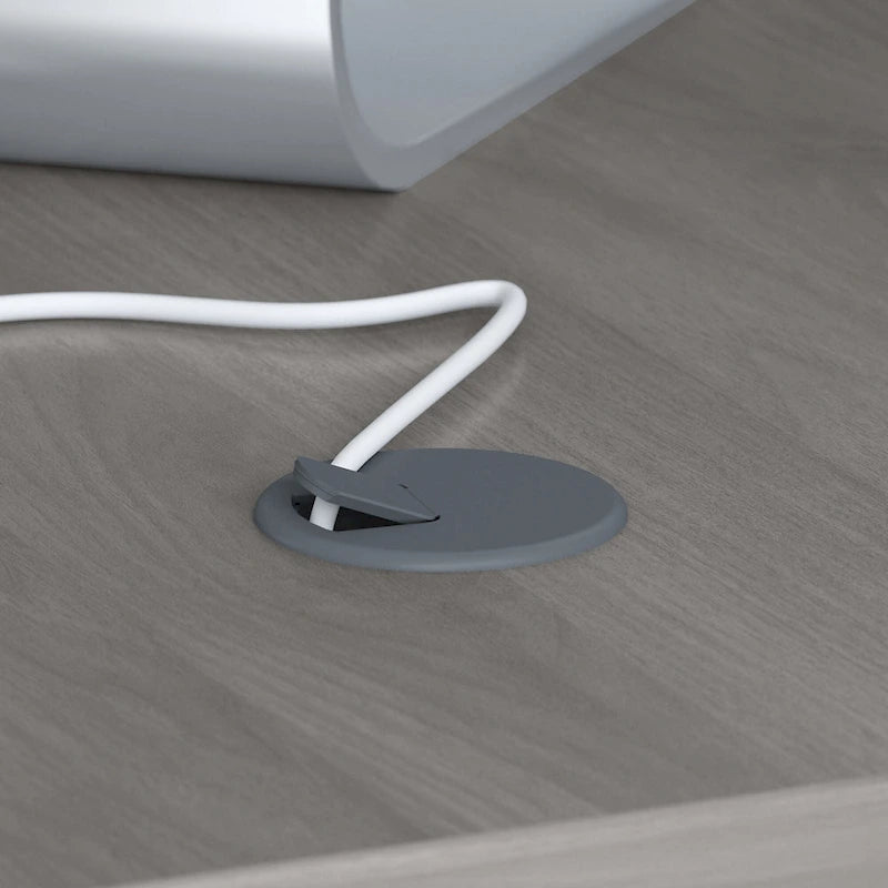 60-Inch Bow Front White Office Desk with Laminate Surface