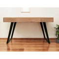 54-Inch Mango Wood Writing Desk with Three Drawers