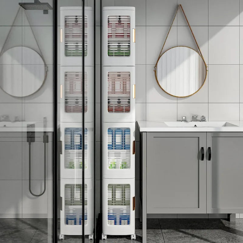 4-Tier Narrow Plastic Storage Cabinet with Wheels