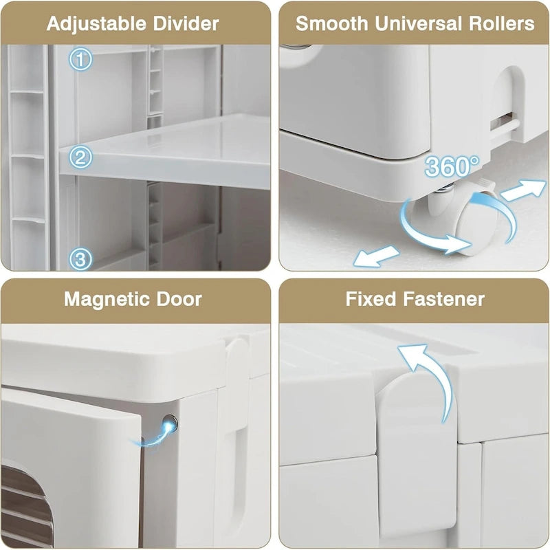4-Tier Narrow Plastic Storage Cabinet with Wheels