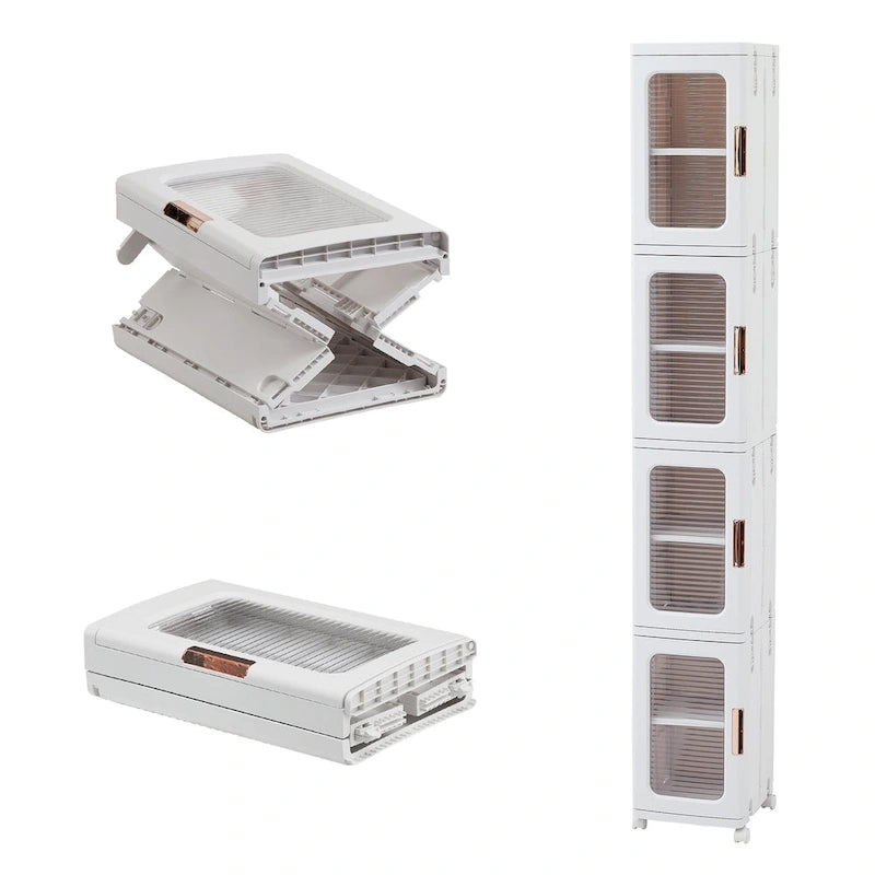 4-Tier Narrow Plastic Storage Cabinet with Wheels