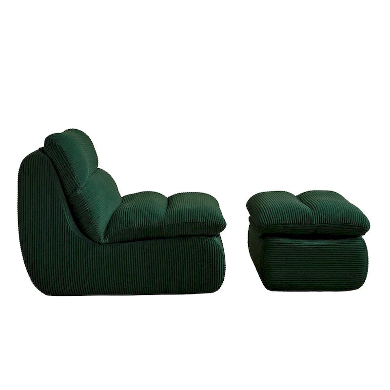 34 Modern Single Sofa Upholstered Sponge Couch with Ottoman for Small Space