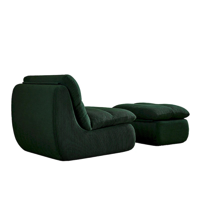 34 Modern Single Sofa Upholstered Sponge Couch with Ottoman for Small Space