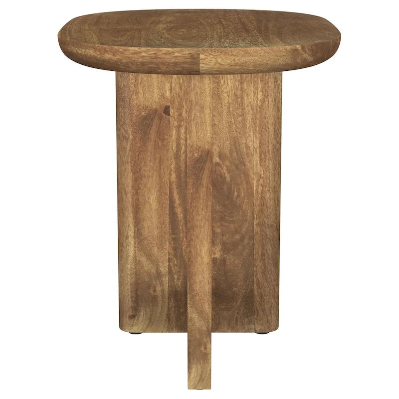 22-Inch Brown Mango Wood Side End Table L-Shaped Base