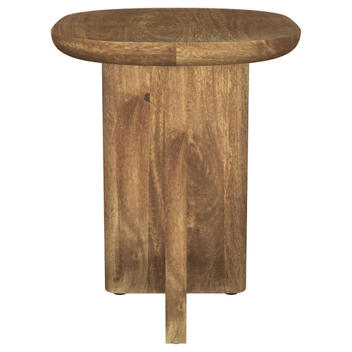 22-Inch Brown Mango Wood Side End Table L-Shaped Base