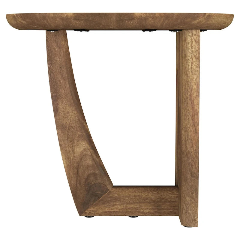 22-Inch Brown Mango Wood Side End Table L-Shaped Base