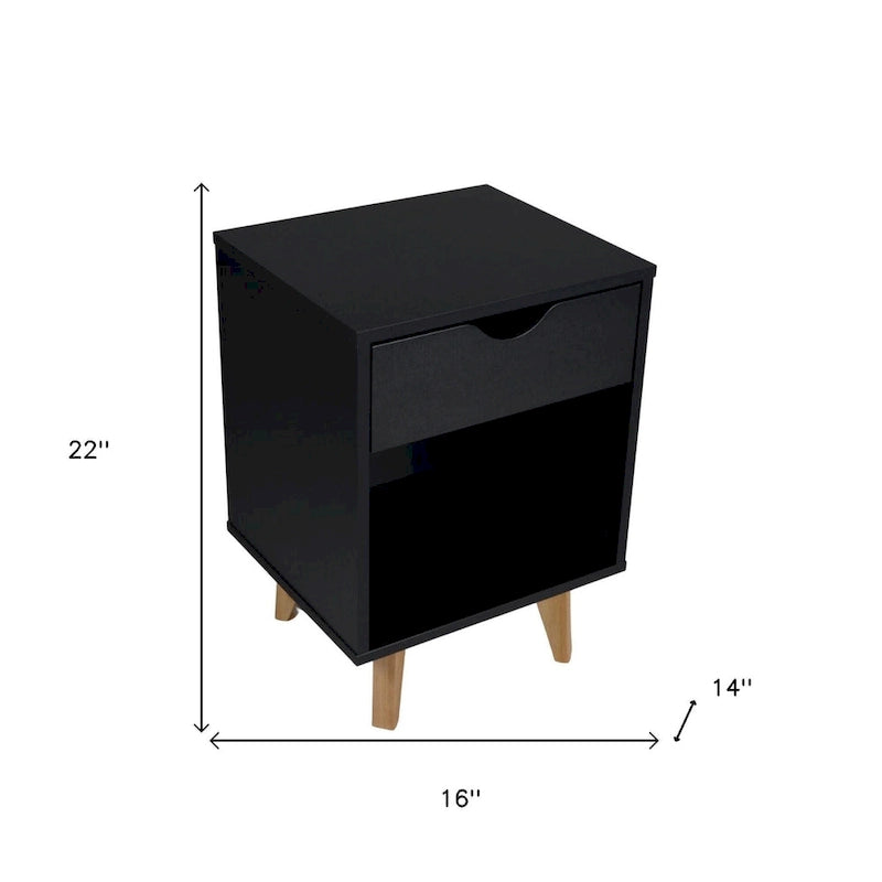 24-Inch White Wood Nightstand with Two Storage Drawers