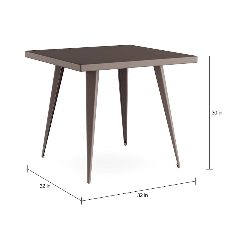 Industrial Square Metal Dining Table Seats 4