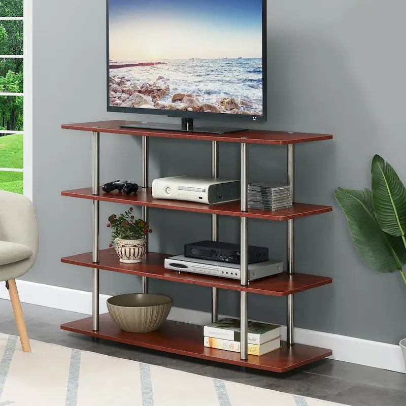 55-Inch Highboy Four-Tier TV Stand with Steel Frame