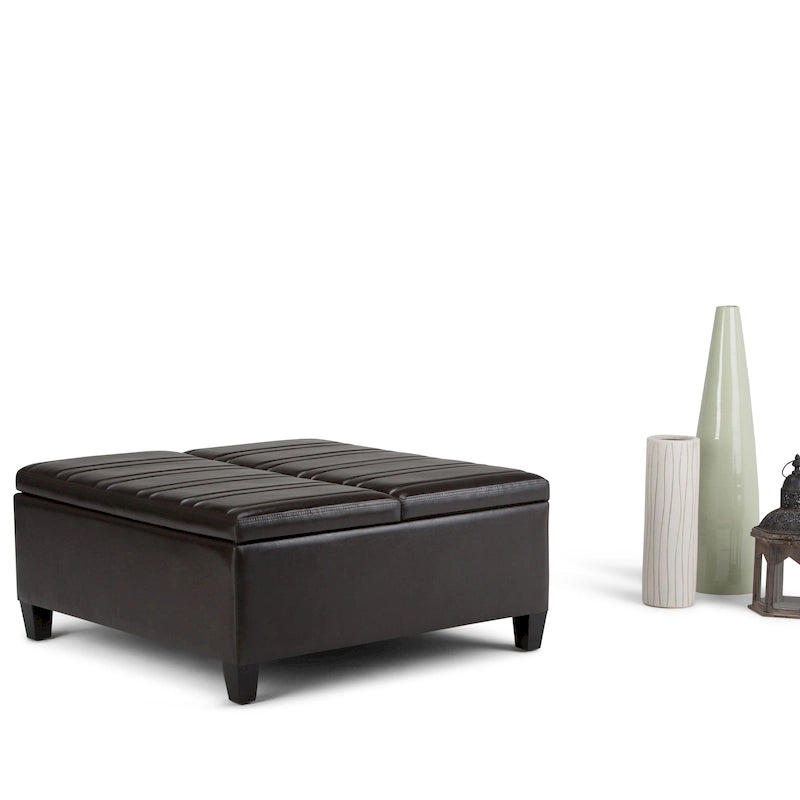 36-Inch Square Storage Ottoman with Lift-Top Coffee Table