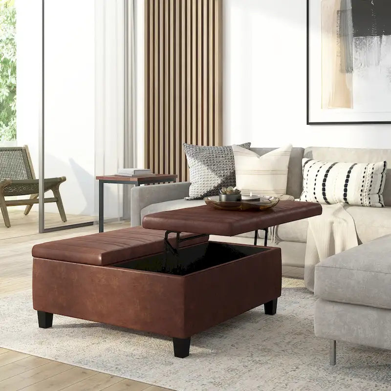 36 inch Wide Contemporary Square Table Ottoman