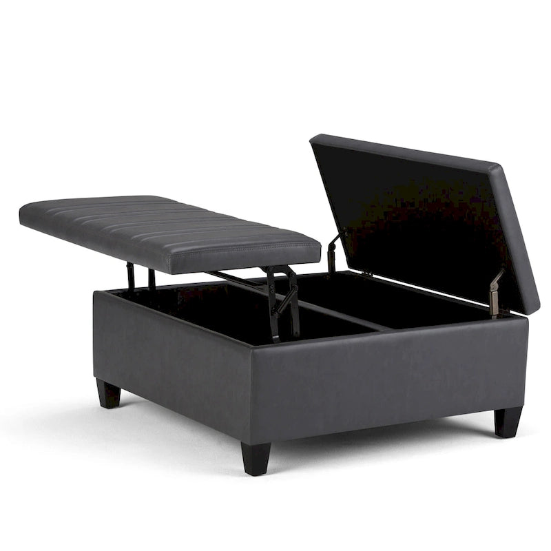 36-Inch Square Storage Ottoman with Lift-Top Coffee Table