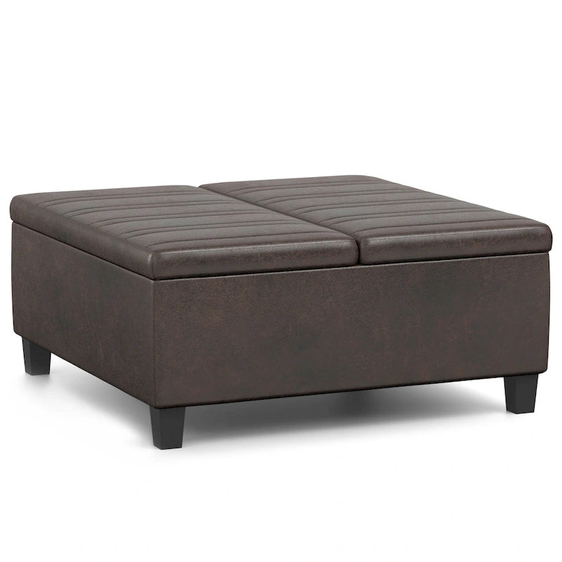 36-Inch Square Storage Ottoman with Lift-Top Coffee Table
