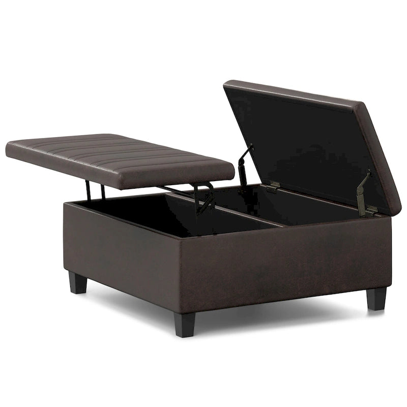 36-Inch Square Storage Ottoman with Lift-Top Coffee Table