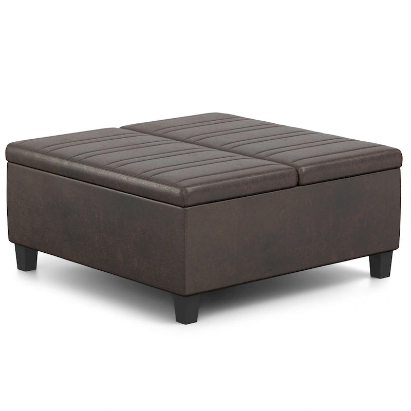 36-Inch Square Storage Ottoman with Lift-Top Coffee Table