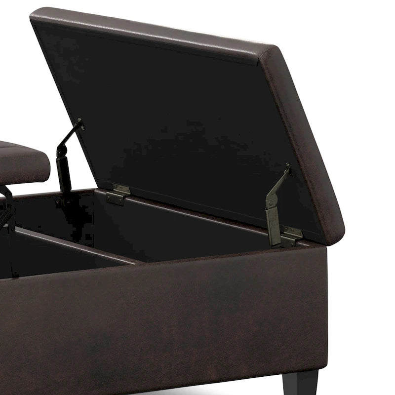 36-Inch Square Storage Ottoman with Lift-Top Coffee Table