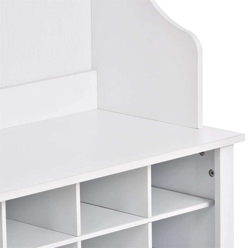Multiple Functions Hall Tree with Hooks, Shelves & 24 Shoe Cubbies