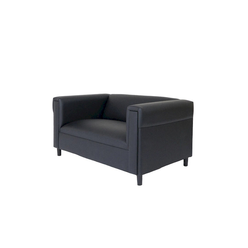 Mid-Century Modern Faux Leather Loveseat with Wood Frame