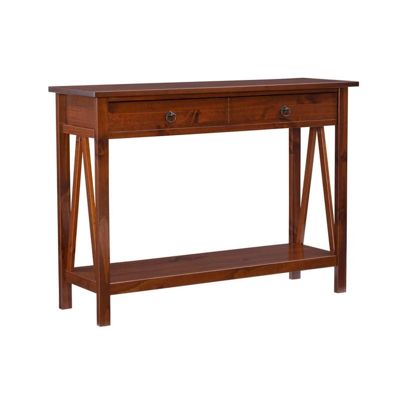 Antique Tobacco Console Table with Storage Drawer