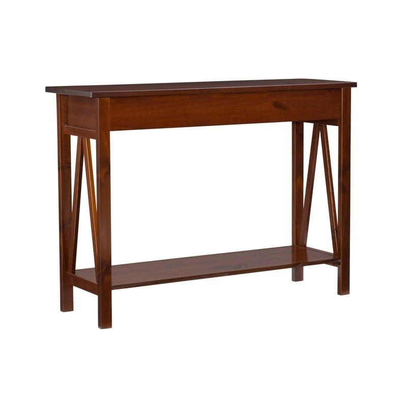 Antique Tobacco Console Table with Storage Drawer