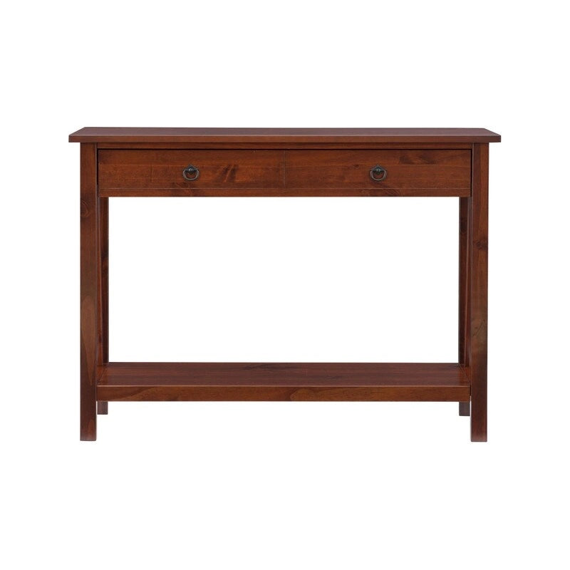 Antique Tobacco Console Table with Storage Drawer