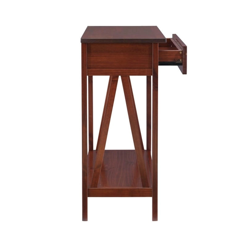 Antique Tobacco Console Table with Storage Drawer