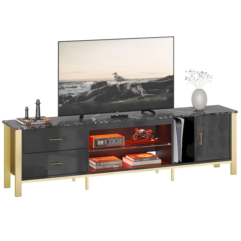 80-Inch LED TV Stand with 2 Drawers and RGB Lighting