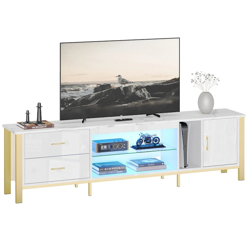 80-Inch LED TV Stand with 2 Drawers and RGB Lighting