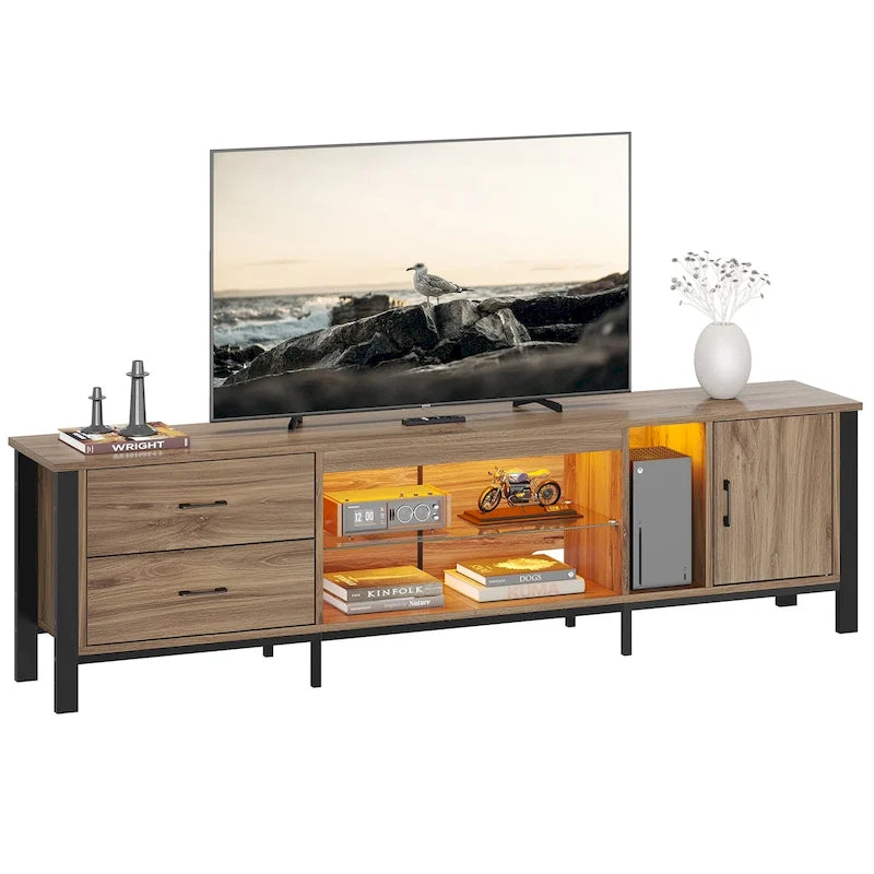 80-Inch LED TV Stand with 2 Drawers and RGB Lighting