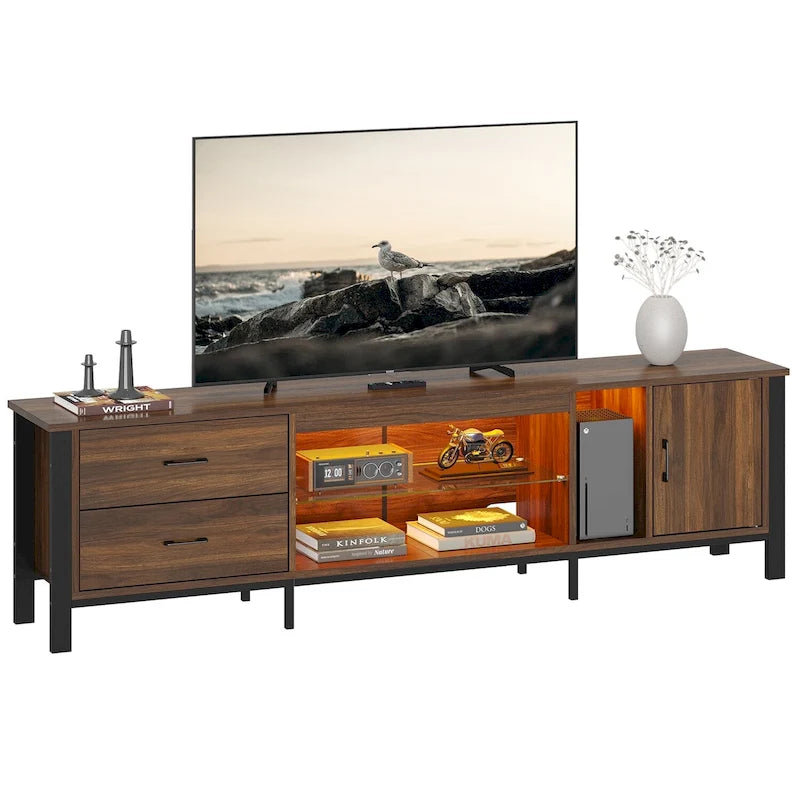 80-Inch LED TV Stand with 2 Drawers and RGB Lighting
