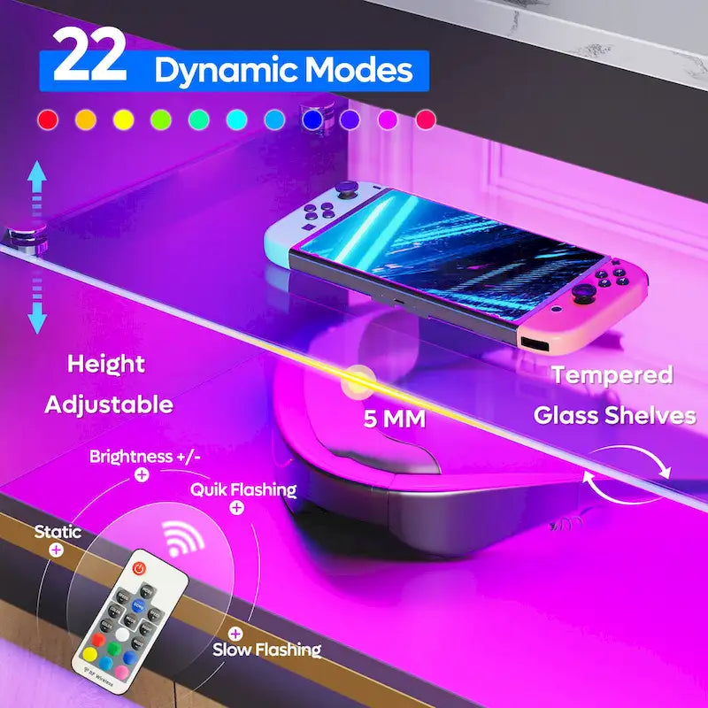 80-Inch LED TV Stand with 2 Drawers and RGB Lighting
