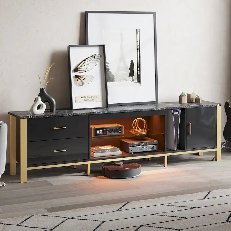 80-Inch LED TV Stand with 2 Drawers and RGB Lighting