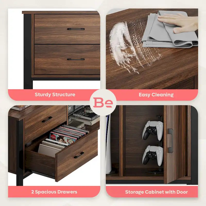 80-Inch LED TV Stand with 2 Drawers and RGB Lighting