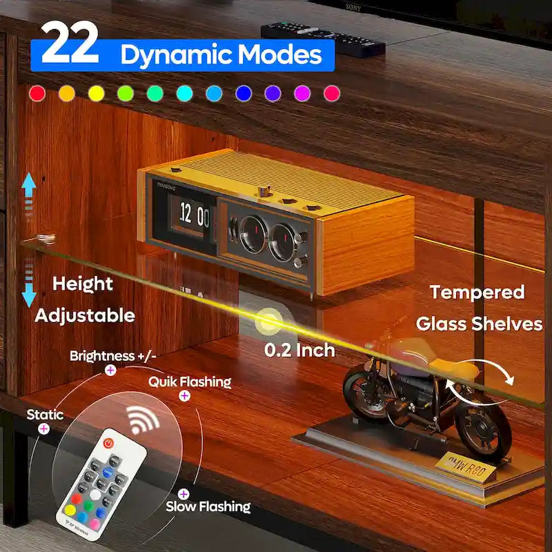 80-Inch LED TV Stand with 2 Drawers and RGB Lighting