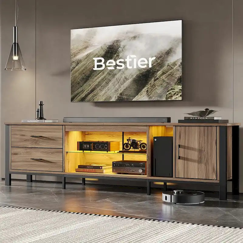 80-Inch LED TV Stand with 2 Drawers and RGB Lighting
