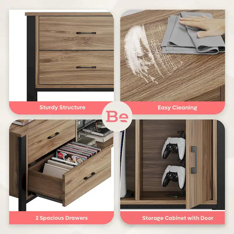 80-Inch LED TV Stand with 2 Drawers and RGB Lighting