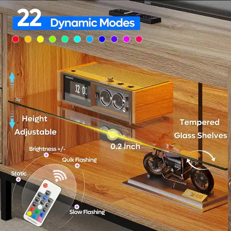 80-Inch LED TV Stand with 2 Drawers and RGB Lighting