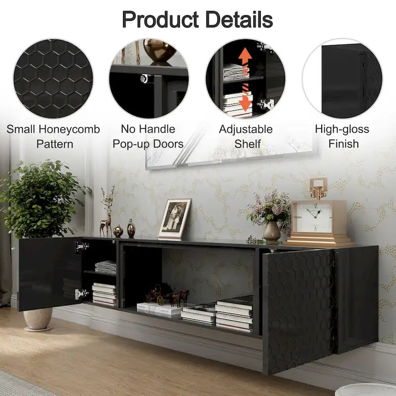 67-Inch Wall Mount Floating TV Stand for 80-Inch TVs