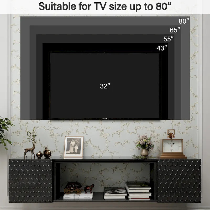 67-Inch Wall Mount Floating TV Stand for 80-Inch TVs