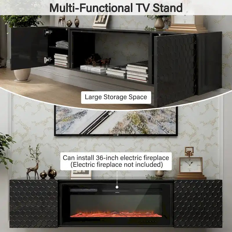 67-Inch Wall Mount Floating TV Stand for 80-Inch TVs
