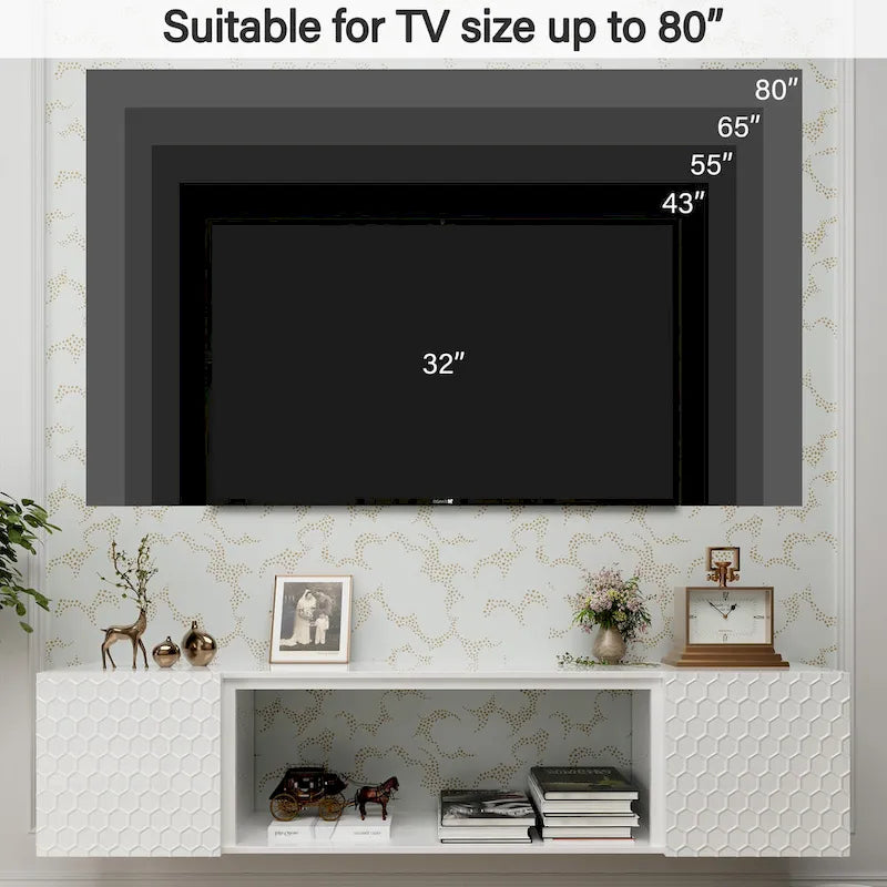67-Inch Wall Mount Floating TV Stand for 80-Inch TVs