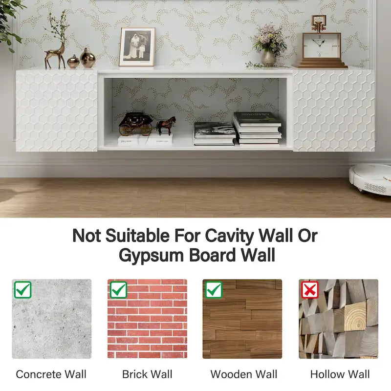 67-Inch Wall Mount Floating TV Stand for 80-Inch TVs
