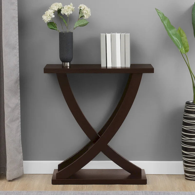 Criss-Cross Console Table with Woodgrain Finish