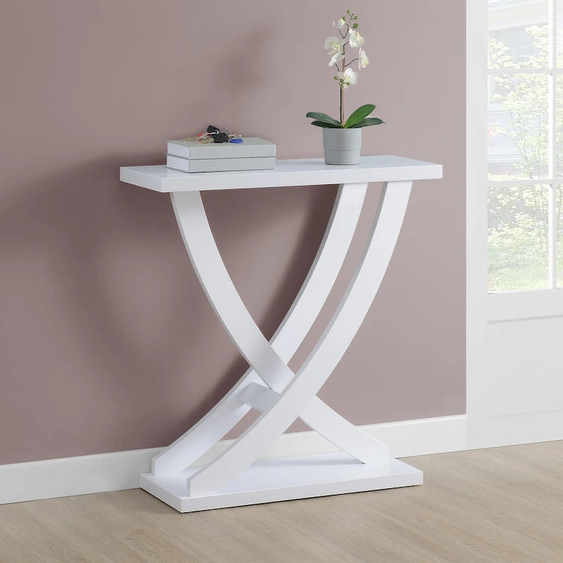 Criss-Cross Console Table with Woodgrain Finish