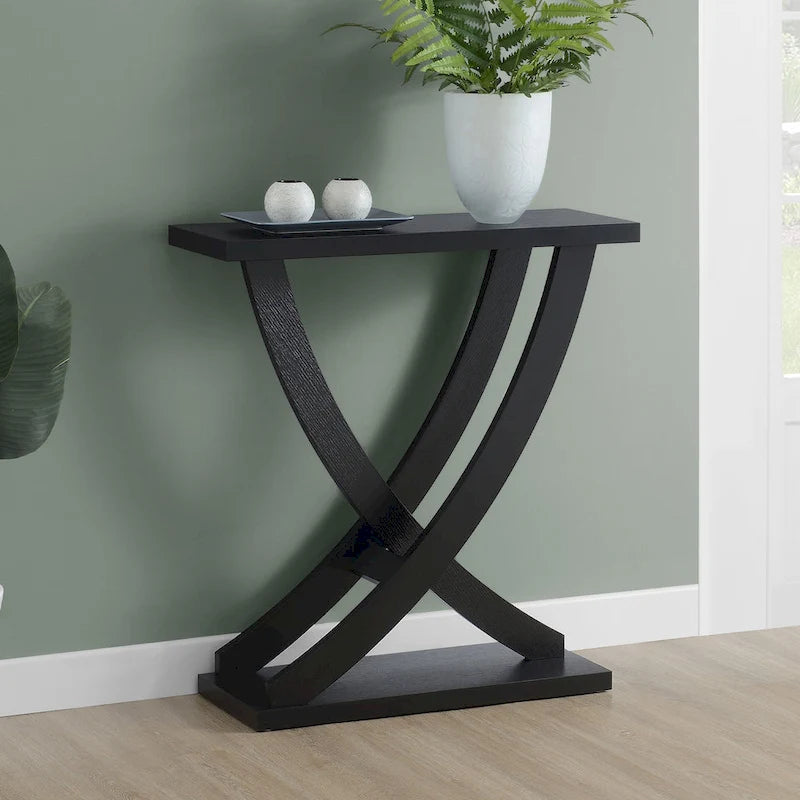 Criss-Cross Console Table with Woodgrain Finish