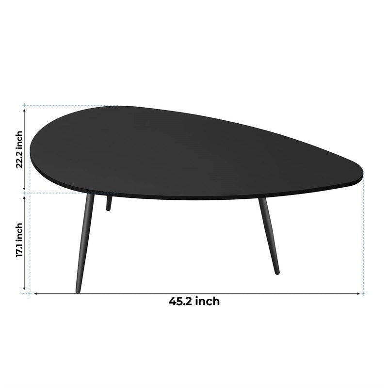 Oval Drop-Shape Coffee Table for Small Spaces